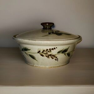 Signed Studio Art Pottery Lidded Caserole Dish Vessel